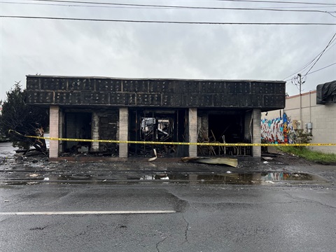 Burned business in Downtown Medford